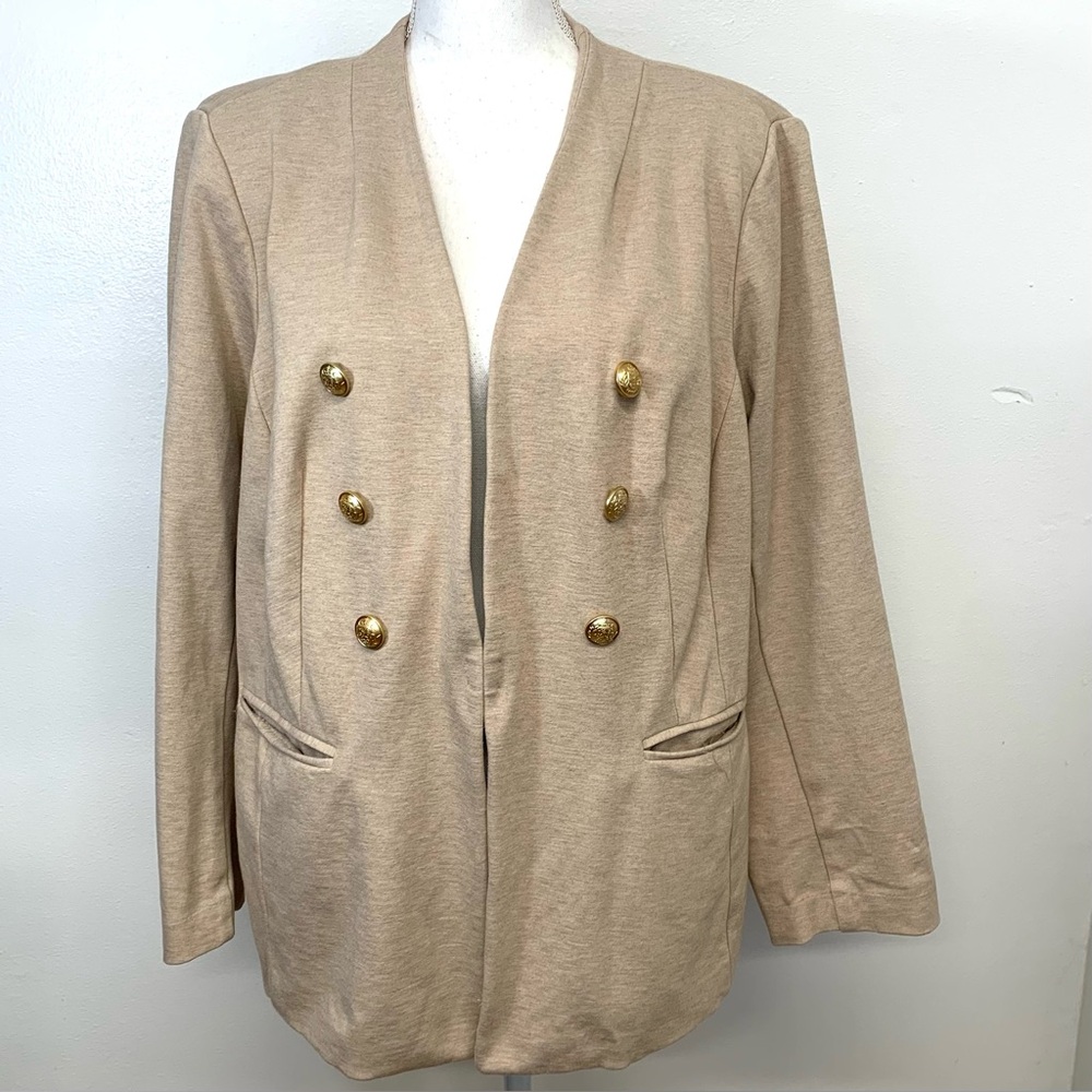 Lane Bryant The Bryant Blazer Sz‎ 20  Stretch Knit Neutral Pockets Casual Career